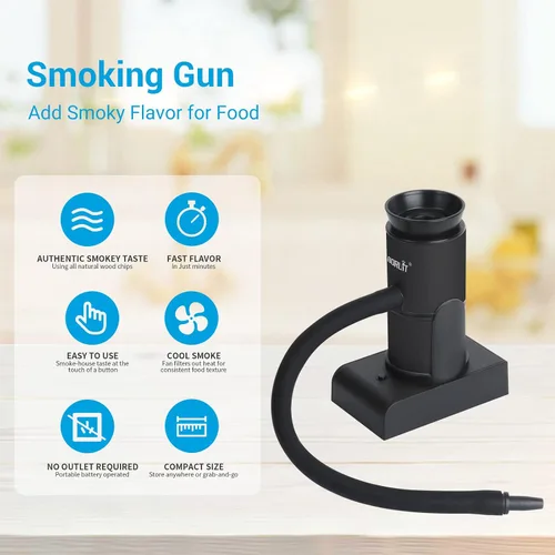 Miniatura 2 de BORUIT Pistola para Ahumar Cóctel Incluye Virutas de Madera y Accesorios, Ahumador Portátil para Bebidas, Kit de Infusión de Humo