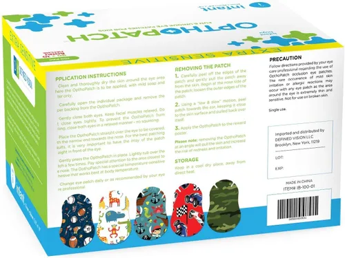 Miniatura 7 de Opthopatch Parches oculares para bebés – Adhesivo extra sensible – Diseño para niños [Serie I] – 100 unidades + 3 gráficos de recompensa