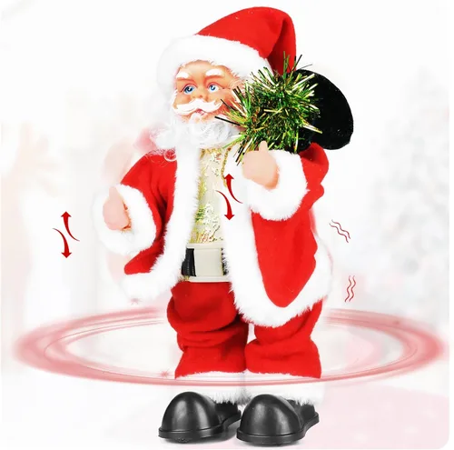 Juguete musical animado de Navidad de Papá Noel, sacudido de glúteos, Papá Noel bailando con canción española cantando Santa Claus divertida