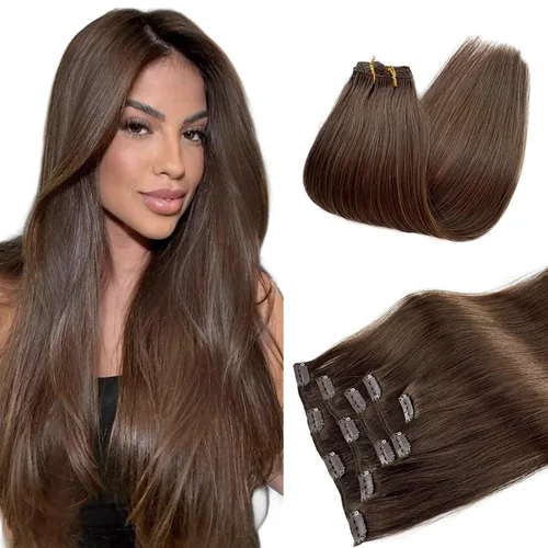 Miniatura 38 de Extensiones de cabello rubio ceniza con reflejos, extensiones de cabello humano real con clip, de 12 pulgadas, 2.47 onzas, doble trama, invisible