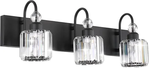 Miniatura 39 de Ralbay - Luces LED modernas de tocador para baño de 5 luces, luces de tocador de cristal sobre espejo, lámparas modernas de tocador para baño