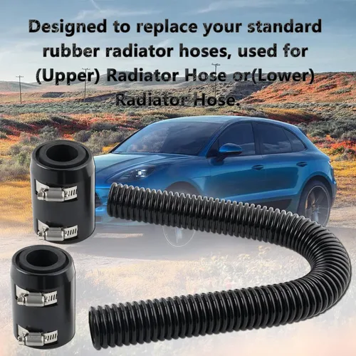 Miniatura 7 de Manguera de radiador flexible universal de 24 pulgadas, adaptador universal de mangueras de agua de acero inoxidable, kit de manguera de radiador