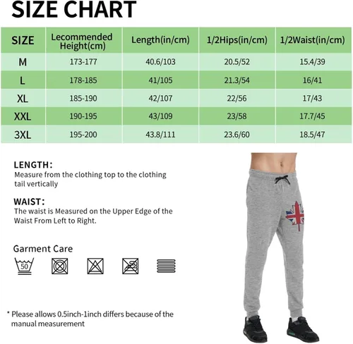 Miniatura 2 de British Flag Canada Maple Leaf Men's Casual Yoga Sweatpants Workout Athletic Elastic Waist Pants Outdoor Jogger Pants Black