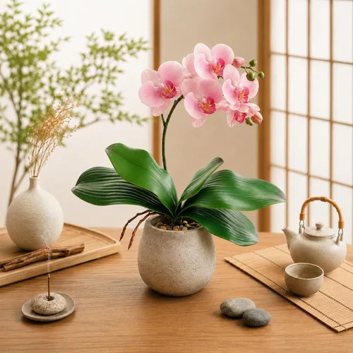 Miniatura 2 de Miracliy Orquídeas falsas, paquete de 3 hojas de orquídeas artificiales, tallos de vegetación sintética para jarrón, estante, escritorio, decoración