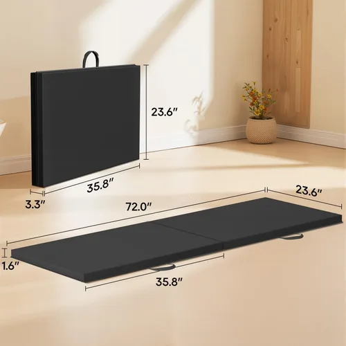Miniatura 2 de Gymnastics Tumbling Mat Portable Gymnastics Mat Foldable Tumbling Mat 2ft W 6ft L/4ft W 6ft L/4ft W 8ft L/4ft W 10ft Exercise Mat Yoga Mat with
