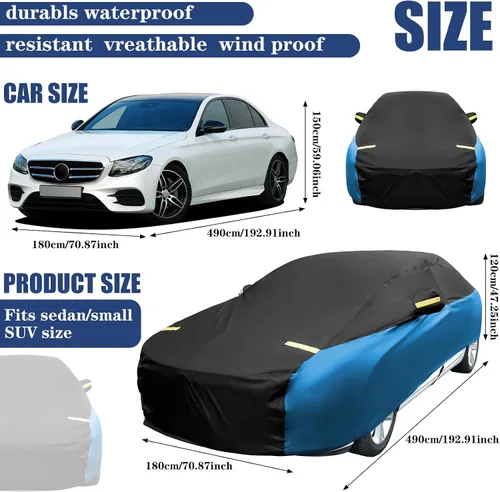 Miniatura 2 de Riakrum Funda completa impermeable para todo tipo de clima, para automóviles, resistente al viento, a la lluvia, protección UV, resistente a