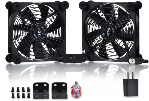 Miniatura 8 de Ventilador de control dual USB de 4.724 in, ventilador de refrigeración portátil de 5 V para receptor de TV de pantalla plana, router, DVR