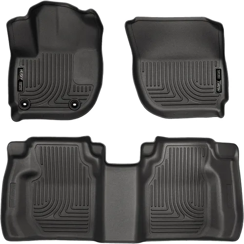 Miniatura 12 de Husky Liners Weatherbeater Alfombrillas Se adapta a Honda Fit 2009-2013 Delantero y 2da Fila, 3 piezas Negro - 98491