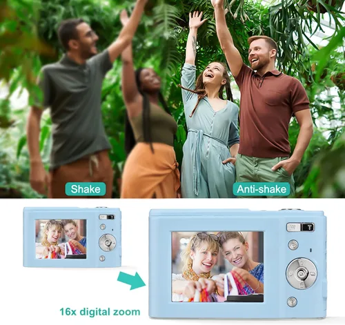Miniatura 4 de Andoer - Cámara digital portátil de 48 Mpx. y 1080P con pantalla IPS de 2,4 pulgadas, zoom de 16x, enfoque automático, temporizador automático, Azul
