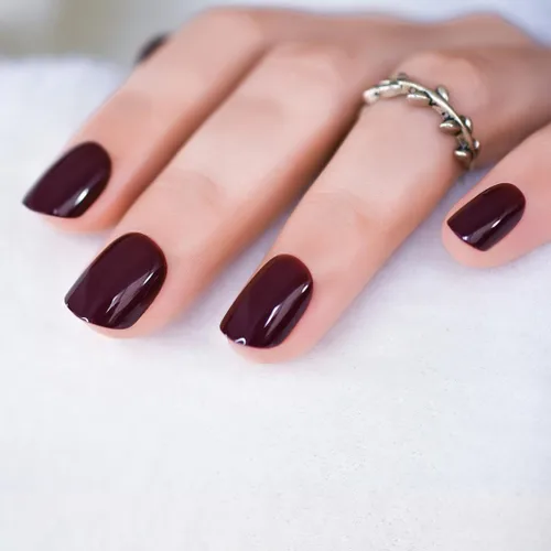 Miniatura 21 de Coolnail Uñas acrílicas clásicas a presión con flores cortas, uñas cuadradas de diseño natural, uñas postizas con purpurina para uso diario