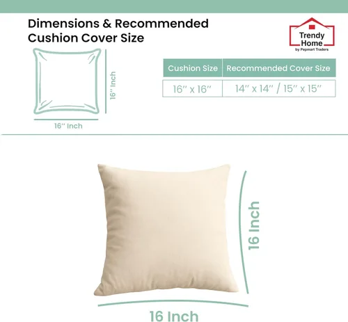 Miniatura 3 de Trendy Home - Juego de 4 cojines de 16 x 16 pulgadas de algodón 100 % natural (juego de 4), para cama y sofá, hipoalergénico, relleno de almohada