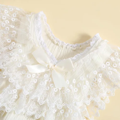 Miniatura 17 de Sasaerucure Traje de verano para bebé niña, sin mangas, mameluco de encaje tutú, mameluco de una pieza con volantes