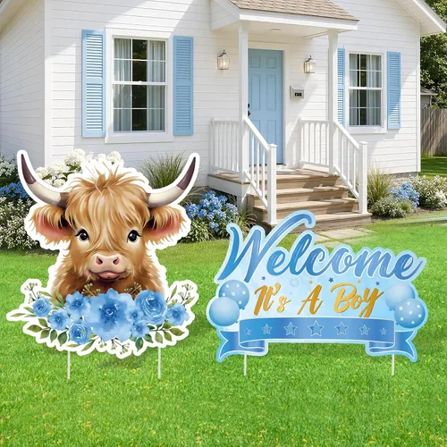 Miniatura 12 de 2 piezas de señal de jardín para baby shower con estaca, señal de revelación de género rosa, elefante, decoración de césped, bienvenida, es una