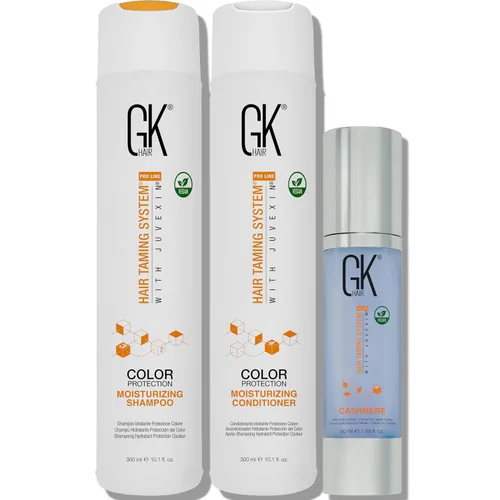 GK HAIR Global Keratin Balancing Shampoo and Conditioner Sets (10.1 Fl Oz/10.1 fl oz) con crema alisadora y peinado de cachemira sin enjuague (1.69