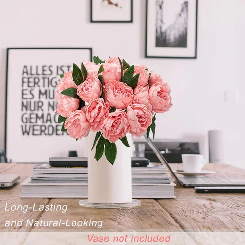 Miniatura 2 de Flores artificiales/falsas/sintéticas, rosas con 2 flores, coral, 10 unidades para bodas, hogar, fiestas, restaurantes