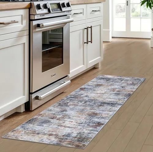 Miniatura 676 de IOHOUZE Alfombra abstracta lavable de 3 x 12 pies para pasillos, antideslizante para cocina, camino de entrada de lana sintética para interiores
