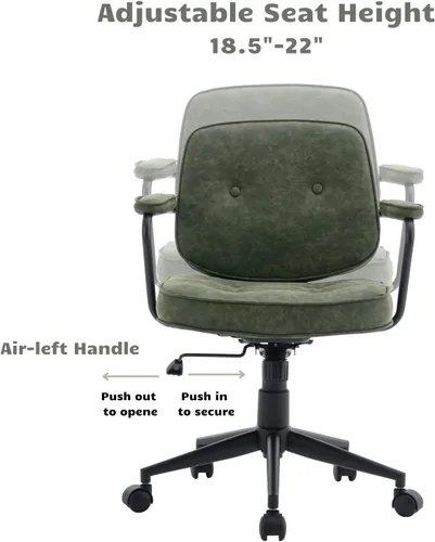 Miniatura 5 de HEAH-YO Juego de 1 sillas de escritorio modernas sin brazos, silla giratoria para computadora con ruedas y reposabrazos, silla de oficina ajustable