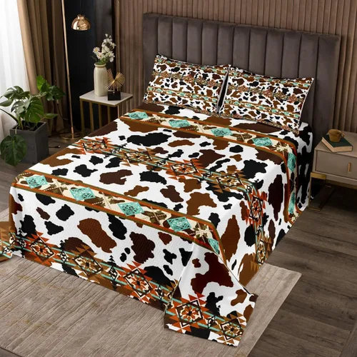Miniatura 16 de Erosebridal Southwestern - Juego de colcha geométrica bohemia acolchada tamaño individual, juego de edredón étnico tribal con flechas occidentales