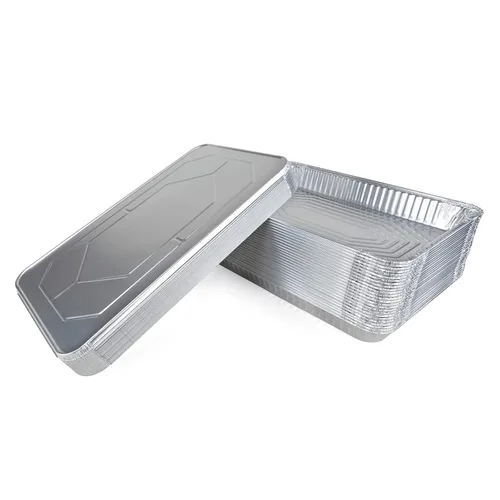 IDL Packaging Sartenes de aluminio para mesa de vapor de tamaño completo con tapas, medianos, 21 x 13 x 2.25 pulgadas (paquete de 25) – Sartén