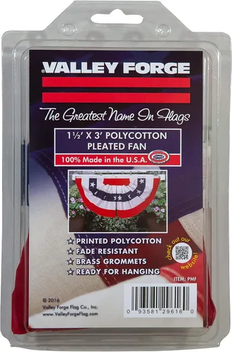 Miniatura 3 de Valley Forge Bandera americana de abanico de 1.5 x 3 pies de polialgodón Sentinel 100% fabricada en Estados Unidos con diseño de estrellas y rayas