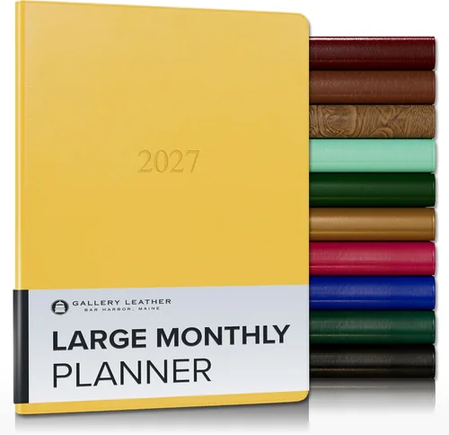 Miniatura 33 de Gallery Leather Agenda Mensual Grande 2025-2026, Elegantemente Encuadernada Planificador de Calendario y Cuaderno con Elegantes Bordes Dorados, 18