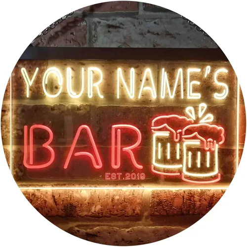 ADVPRO personalizado: tu nombre estación del año temático bar cerveza taza decoración doble color LED neón signo st6-w1-tm Rojo & amarillo