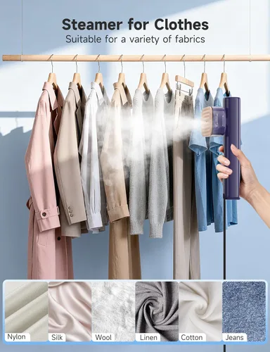 Miniatura 4 de Vaporizador para ropa, potente plancha de vapor portátil de 1200 W, calentamiento rápido de 15 segundos, tanque de 3.5 fl oz, vapor continuo de 20