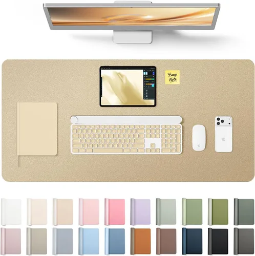 Miniatura 85 de YSAGi Protector de escritorio de cuero, tapete de oficina, alfombrilla grande para ratón, secante de cuero PU antideslizante, almohadilla