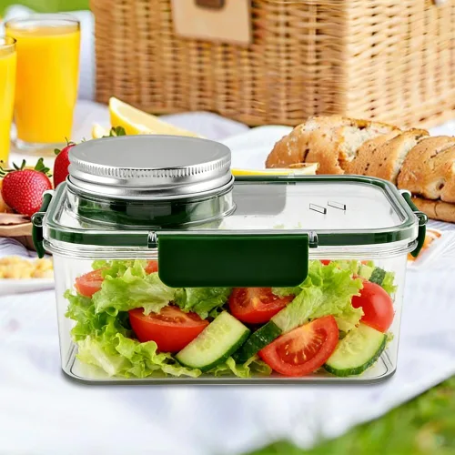 Miniatura 8 de Tarro de ensalada portátil con taza de salsa y tenedor, recipiente grande para ensalada, tarro de Sala-d Pod Mason a prueba de fugas, adecuado