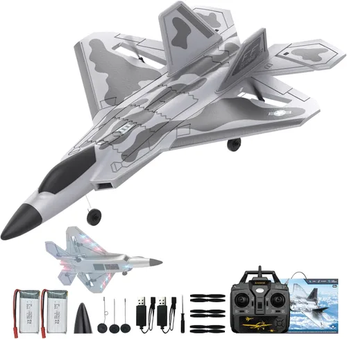 CKYSCHN F22 - Avión de control remoto - Avión de combate RC de 4 canales para principiantes y adultos con luces, avión RC RTF de 2.4GHz con