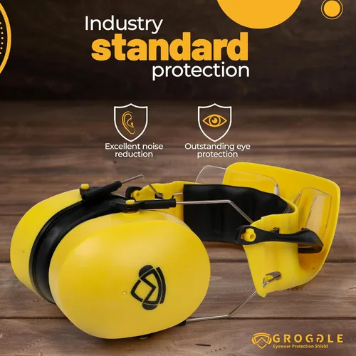 Miniatura 3 de Gafas de seguridad combinadas y orejeras de seguridad. Único, nuevo, PPE, protector protector que evita daños y arañazos. Proporciona comodidad