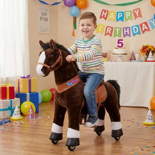 Miniatura 2 de PonyCycle Juguete de caballo para niños pequeños de 3 a 4 años con freno, accionado por niños, caballo mecánico mecánico, regalo de cumpleaños, Negro
