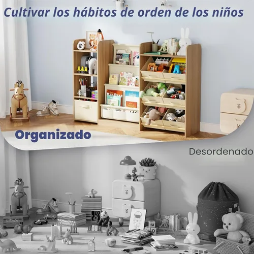 Miniatura 6 de IKALIFE Organizador de almacenamiento de juguetes y libros para niños - Estantería grande con 7 compartimentos removibles, estantería para bebés