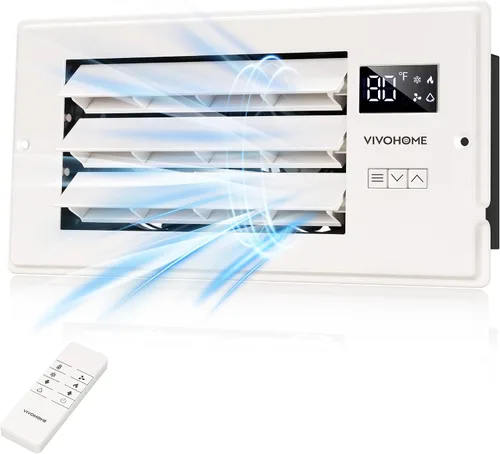 VIVOHOME Ventilador elevador de registro de apertura de 4 x 10 pulgadas con rejilla ajustable de dirección del viento, termostato inteligente