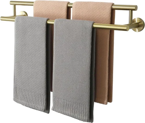 Miniatura 13 de Alise Toallero doble de níquel cepillado, toallero de 16 pulgadas para baño montado en la pared, toallero de baño de acero inoxidable SUS304