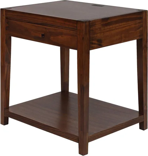 Casual Home Notre Dame - Mesita de noche con puertos USB, color marrón cálido, 18.75 pulgadas x 24 pulgadas x 26 pulgadas (profundidad x ancho x