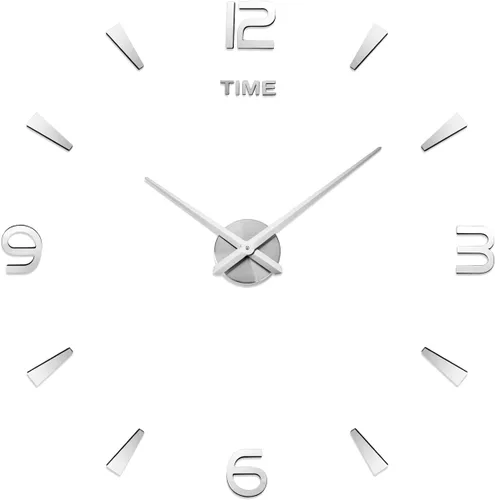 Miniatura 9 de AILILIFE Reloj de pared 3D DIY con adhesivo para decoración de espejo, sin marco, kit de reloj de pared grande para el hogar, sala de estar, Dorado