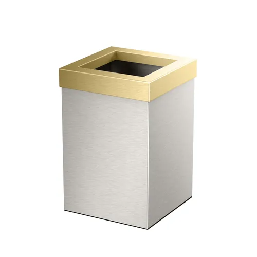 Miniatura 9 de Gatco Papelera Moderna Cuadrada, Combo Negro Mate y Latón Cepillado - Papelera de Acero Inoxidable con Tapa Extraíble, Resistente a Fugas, Capacidad