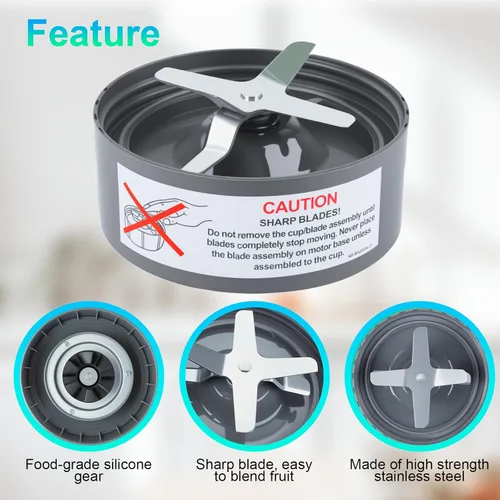Miniatura 3 de Cuchilla extractora de repuesto, compatible con licuadora NutriBullet 600 W/900 W de la serie Pro con juntas de sellado de goma de silicona de grado