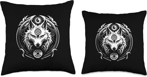 Miniatura 3 de White wolf of Odin - greek mythology Throw Pillow