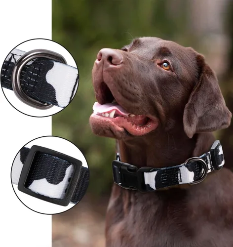Miniatura 4 de Collar de perro con estampado de vaca, patrón animal para perros, blanco y negro, pequeño B_Estampado De Vaca
