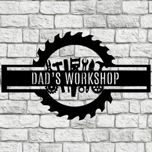 Miniatura 13 de Placa de Taller Personalizada de Bandera Americana de Metal, Regalo para Papá, Arte de Pared para Garaje, Placa de Taller de Papá, Nombre Diseño 4