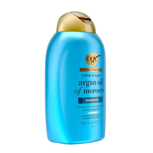 Miniatura 4 de OGX Champú de fuerza extra hidratante y reparación + aceite de argán de Marruecos para cabello seco y dañado, aceite de argán prensado en frío