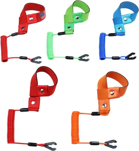 Miniatura 8 de Cordón para interruptor de barco para todos los Yamaha Jet Ski Waverunner, motor fuera de borda marino, correa de muñeca de amarre de parada de Rojo