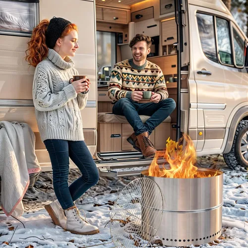 Miniatura 8 de HGD Chimenea sin humo de 20 pulgadas con parrilla, hoguera portátil de leña para acampar y patio trasero, chimenea de acero inoxidable al aire libre