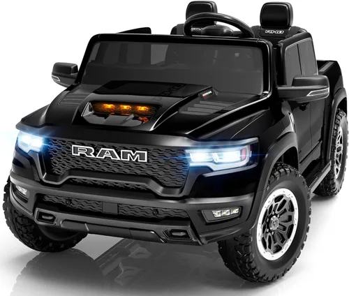 ENYOPRO - Juguetes de montar de 24V para niños grandes, RAM 1500 RHO con licencia de 2 asientos, auto de montar para niños pequeños con control