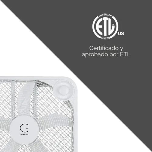Miniatura 6 de Genesis Ventilador de caja de 20 pulgadas, 3 ajustes, tecnología de refrigeración máxima, asa de transporte, blanco (G20BOX-WHT)