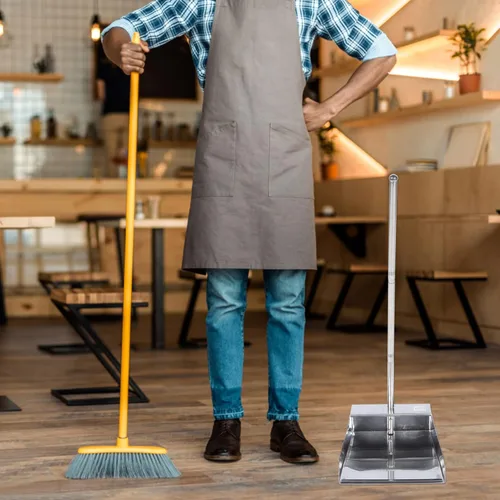 Miniatura 3 de BESTonZON Recogedor de acero inoxidable, recogedor resistente de 30 pulgadas con mango largo, vertical de metal resistente para cocina y hogar