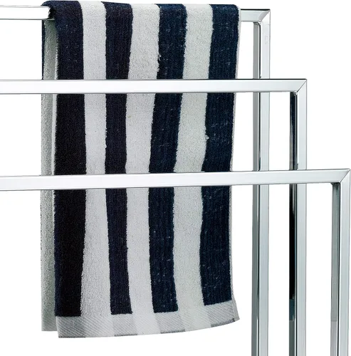 Miniatura 2 de MyGift Toallero de pie, soporte de toalla metálico de 3 niveles. Cromado en plateado