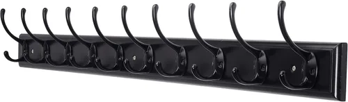 Miniatura 14 de Dseap Perchero de abrigos montado en la pared: 16" de agujero a agujero, colgador de abrigos con 5 ganchos de metal para colgar abrigos, toallas